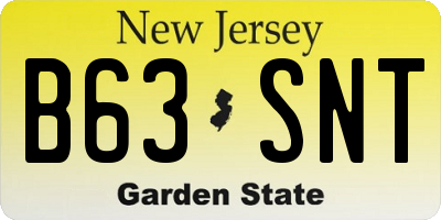 NJ license plate B63SNT