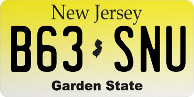 NJ license plate B63SNU