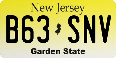 NJ license plate B63SNV