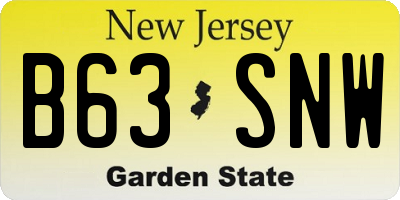 NJ license plate B63SNW