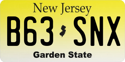 NJ license plate B63SNX