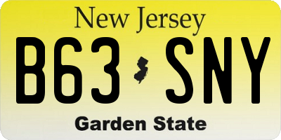 NJ license plate B63SNY