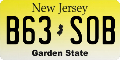 NJ license plate B63SOB