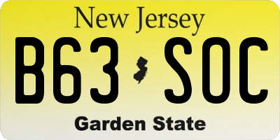 NJ license plate B63SOC