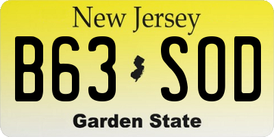 NJ license plate B63SOD