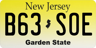 NJ license plate B63SOE