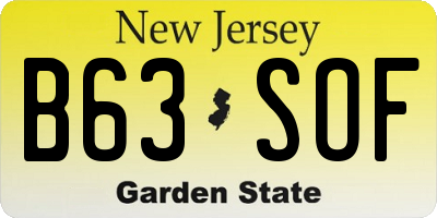 NJ license plate B63SOF