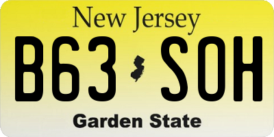 NJ license plate B63SOH