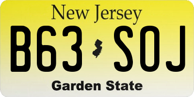 NJ license plate B63SOJ