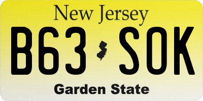 NJ license plate B63SOK
