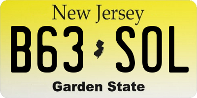 NJ license plate B63SOL