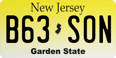 NJ license plate B63SON