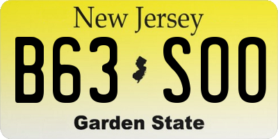 NJ license plate B63SOO