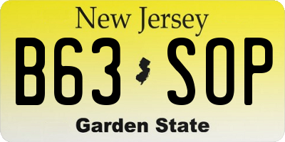 NJ license plate B63SOP