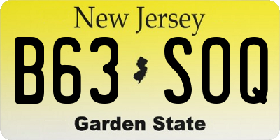 NJ license plate B63SOQ