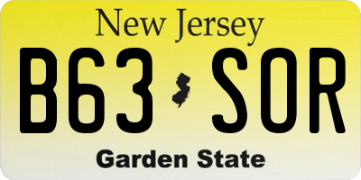 NJ license plate B63SOR