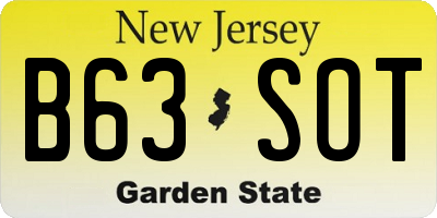 NJ license plate B63SOT