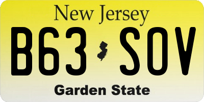 NJ license plate B63SOV