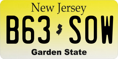 NJ license plate B63SOW