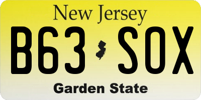 NJ license plate B63SOX