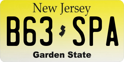 NJ license plate B63SPA