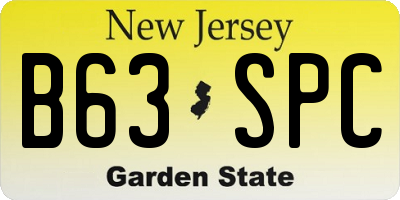 NJ license plate B63SPC