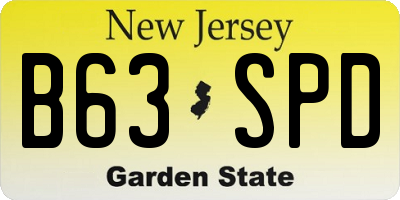 NJ license plate B63SPD