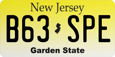 NJ license plate B63SPE