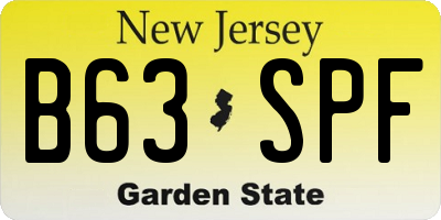 NJ license plate B63SPF