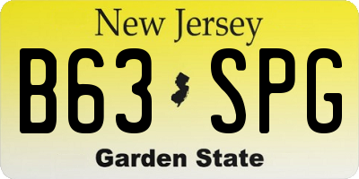 NJ license plate B63SPG