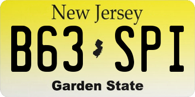 NJ license plate B63SPI