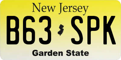 NJ license plate B63SPK