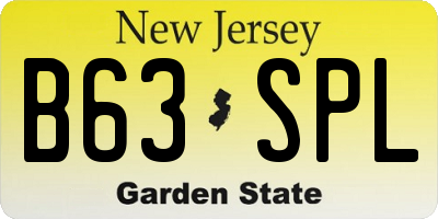 NJ license plate B63SPL