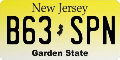 NJ license plate B63SPN