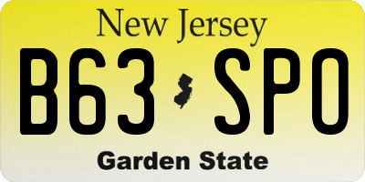 NJ license plate B63SPO