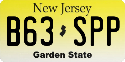 NJ license plate B63SPP