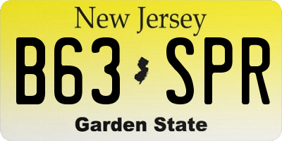 NJ license plate B63SPR