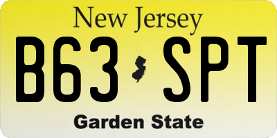 NJ license plate B63SPT