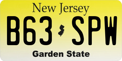 NJ license plate B63SPW