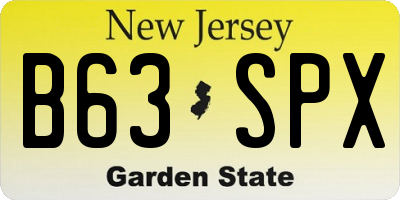 NJ license plate B63SPX
