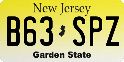 NJ license plate B63SPZ