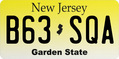 NJ license plate B63SQA