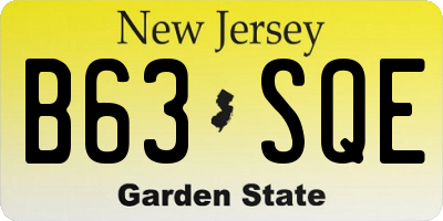 NJ license plate B63SQE