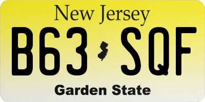 NJ license plate B63SQF