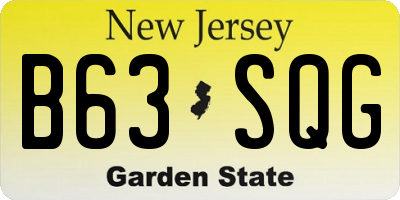 NJ license plate B63SQG