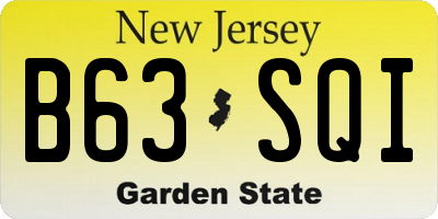 NJ license plate B63SQI
