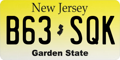 NJ license plate B63SQK