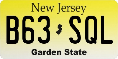 NJ license plate B63SQL