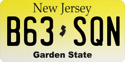 NJ license plate B63SQN