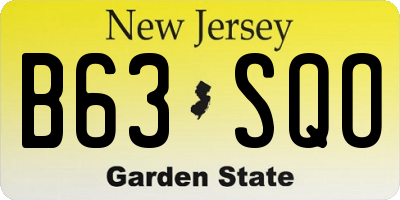 NJ license plate B63SQO